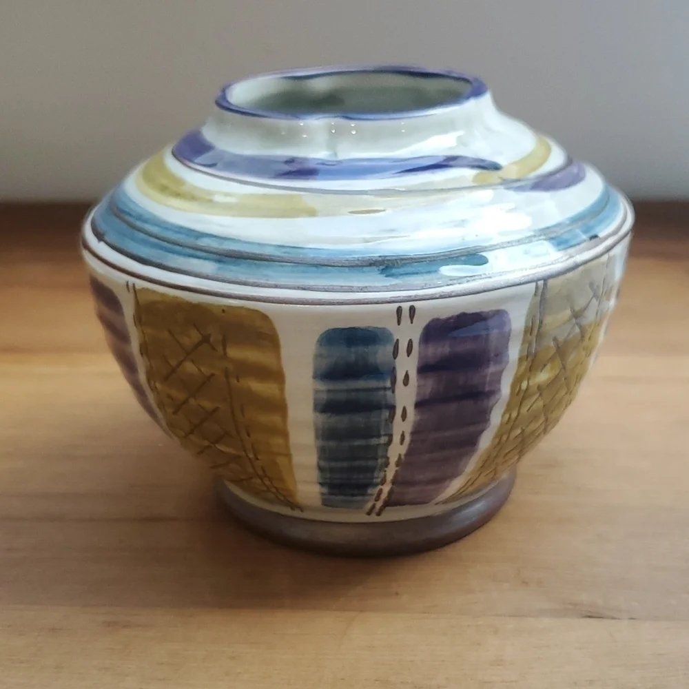 RARE Anthropologie Decorative Vase Purple Blue Green - Picture 2 of 4